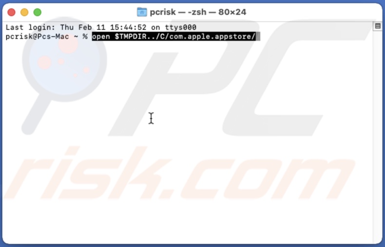 Open App Store cache files using Terminal