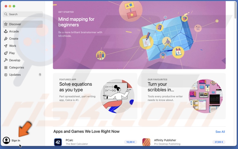 Sign in to the App Store