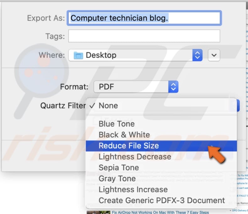 Click on Reduce File Size
