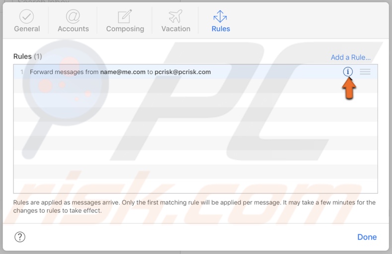 Click on the information icon