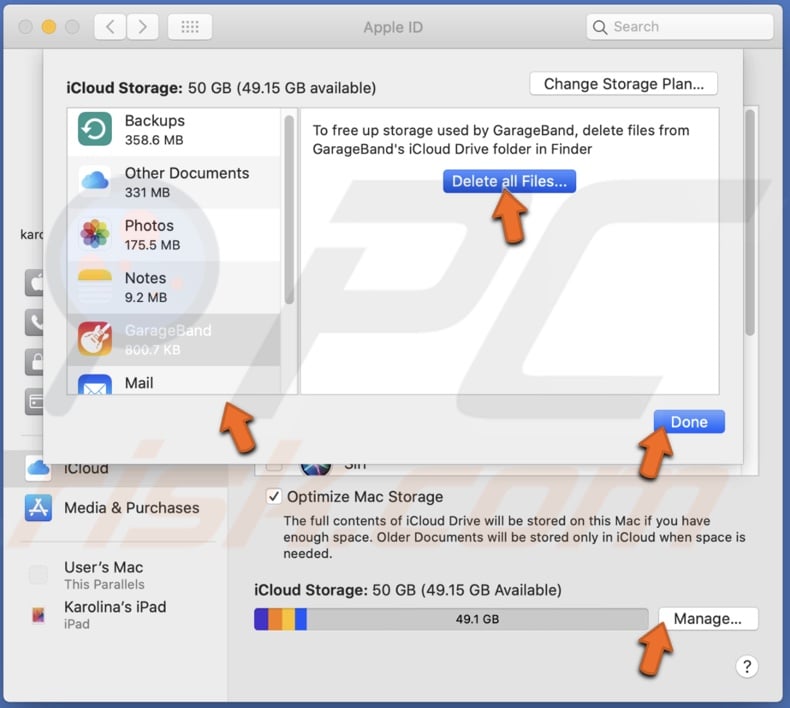 Delete content from iCloud