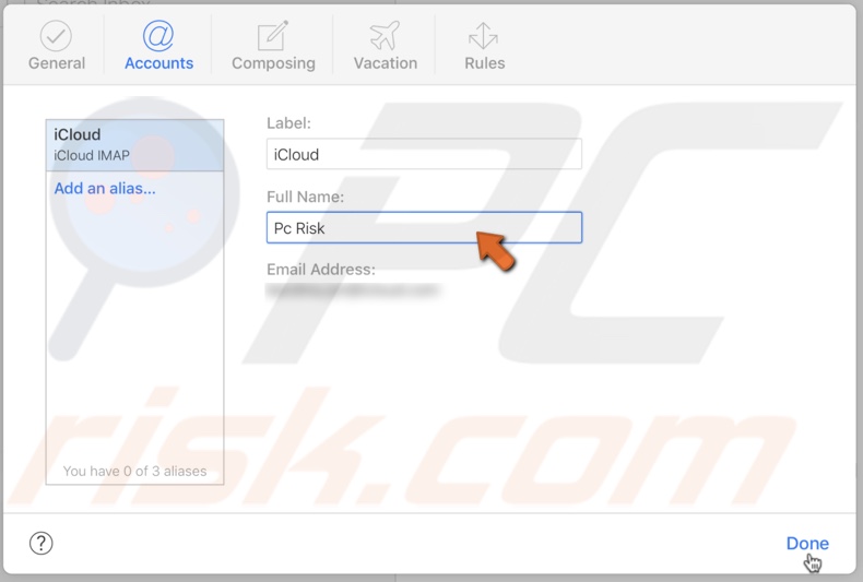Edit name displayed in email