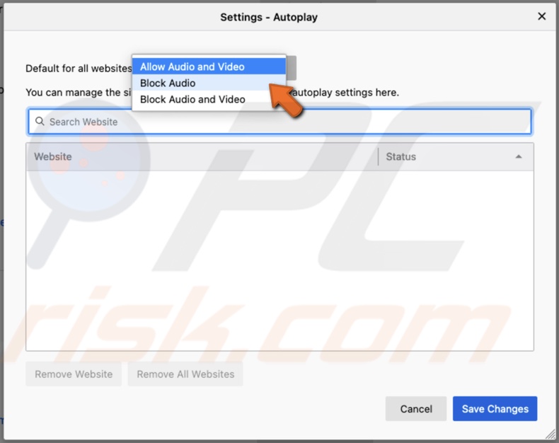 Block audio in Firefox