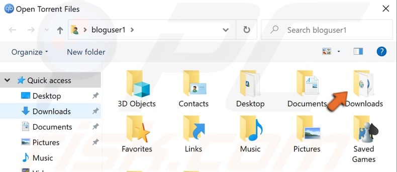 Navigate to your torrent location to add to qBittorrent