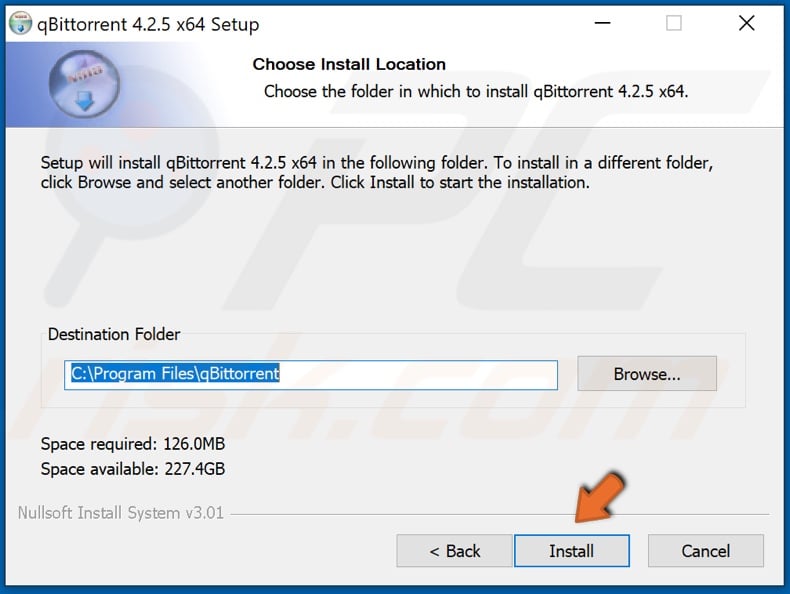 Select qBittorrent destination