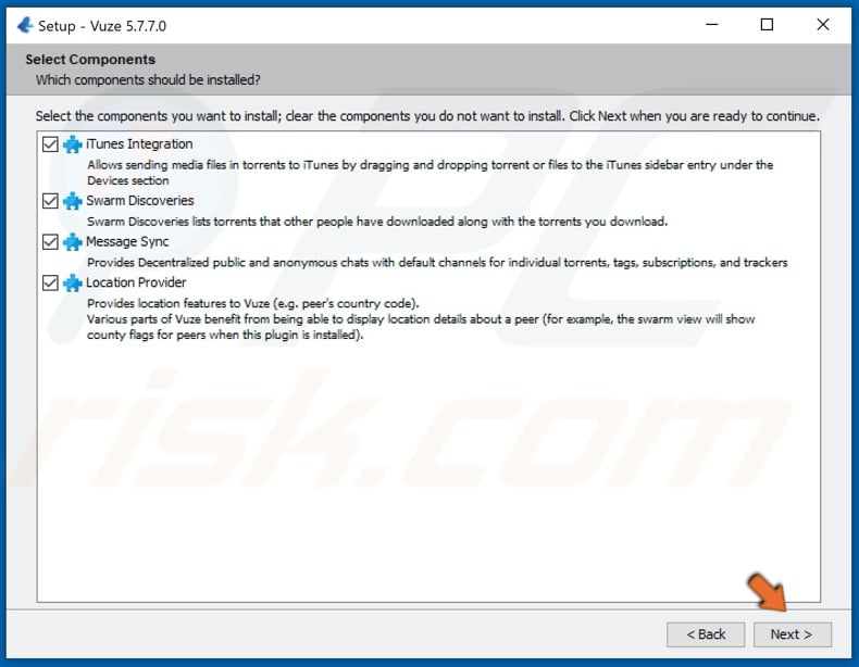 Select Vuze components
