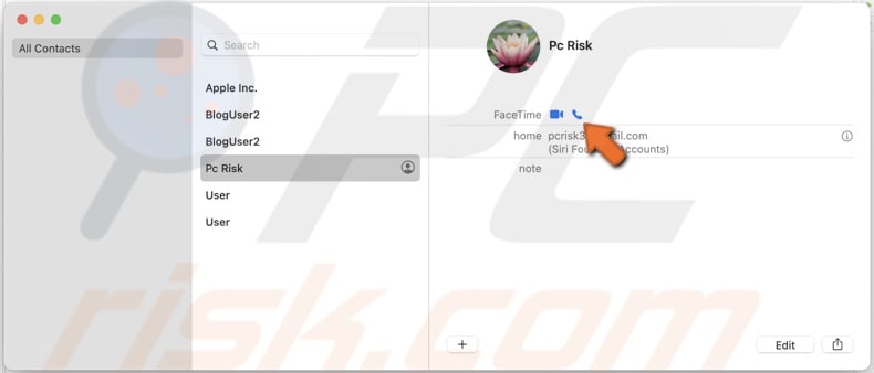 Call someone using Contacts
