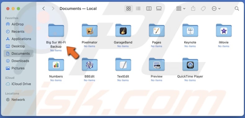 Create wifi backup folder