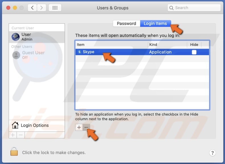 Disable Skype Open at Login from settings