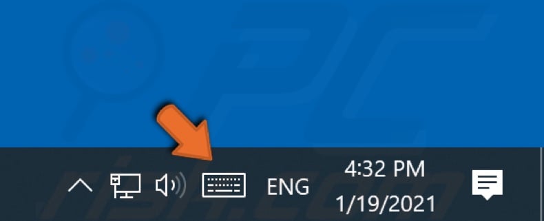 click the keyboard icon on the taskbar