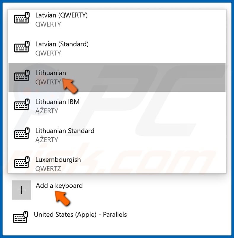 clikc Add keyboard and select your foreign language keyboard