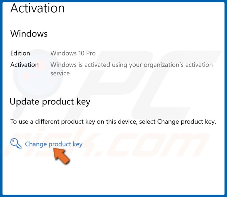 Click Change product key