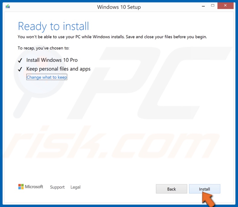 Customize the installation and click Install