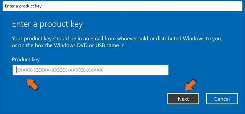 Enter product key click Next and click Activate