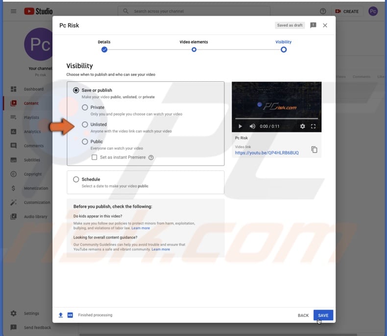 Publish your video to YouTube