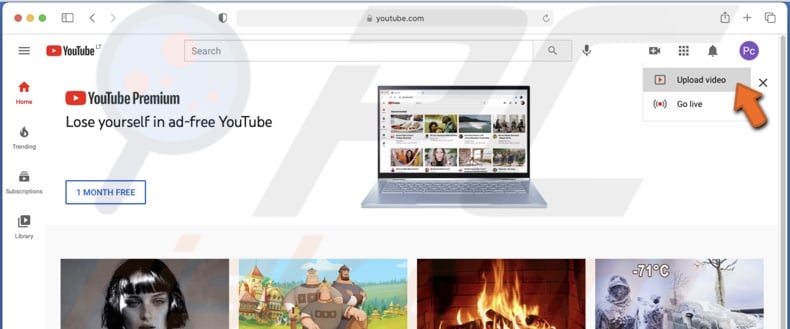 Click on Upload Video