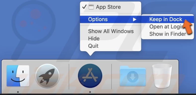 Add opened item to Dock