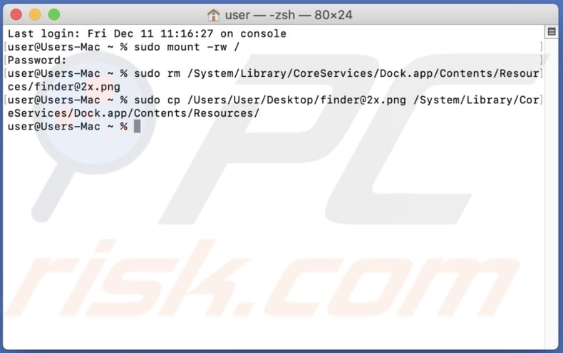 Add selected image to Finder icon