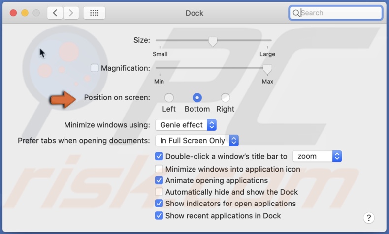 Change Dock's position