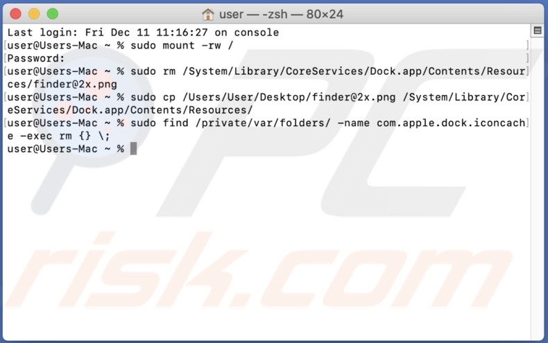 Remove Finder icon cache