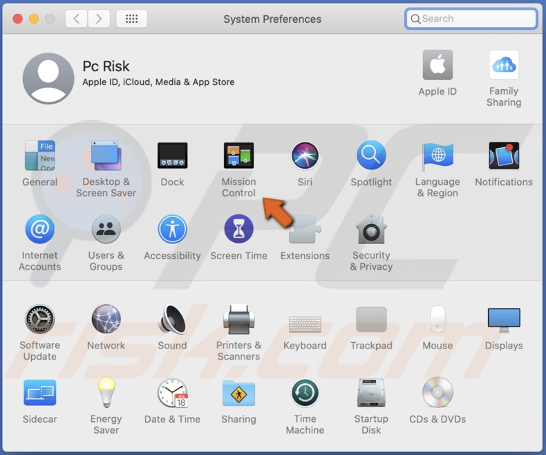 Go to Mission Control settings