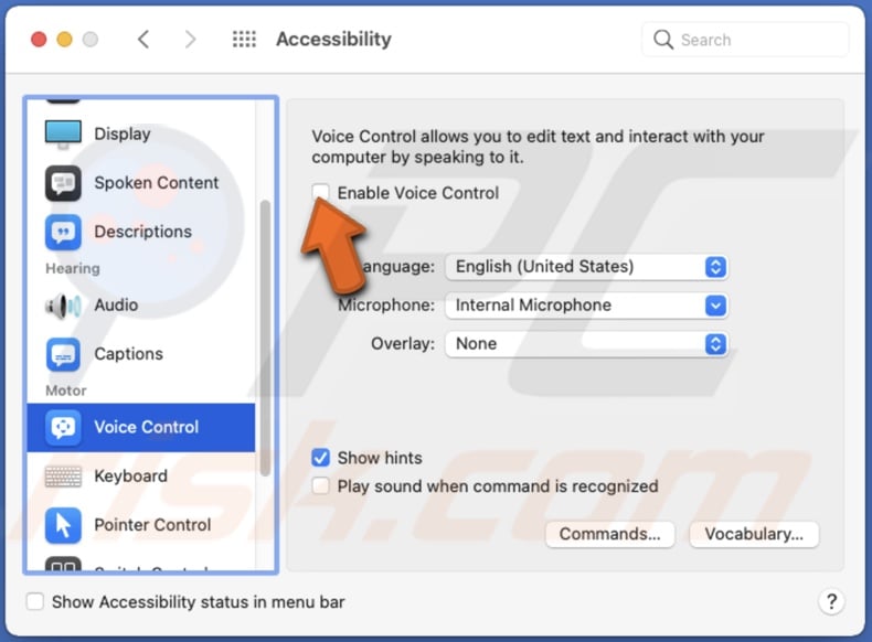 Disable Voice Control