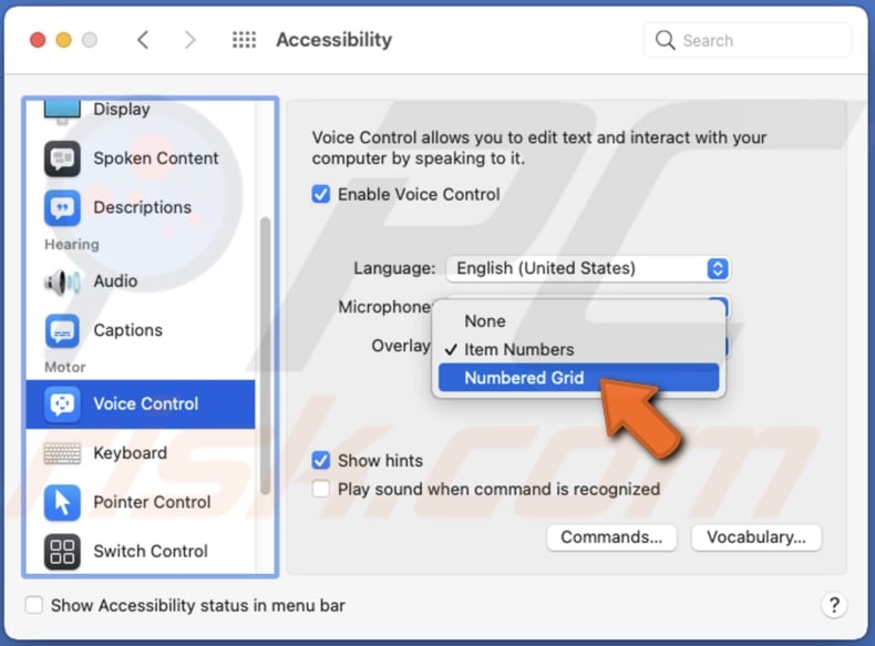 Select Numbered Grid