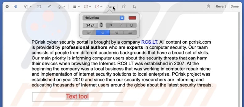 Change text style in QuickLook