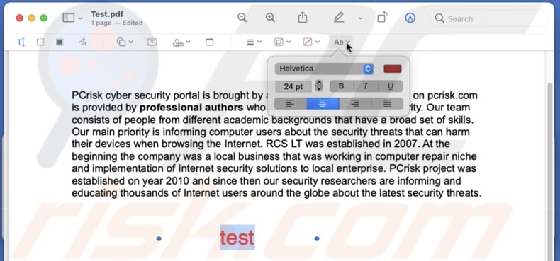 Change text style in Preview