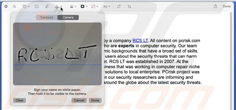 Create a signature in QuickLook
