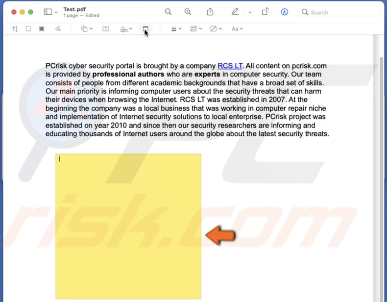 Note will appear in Preview