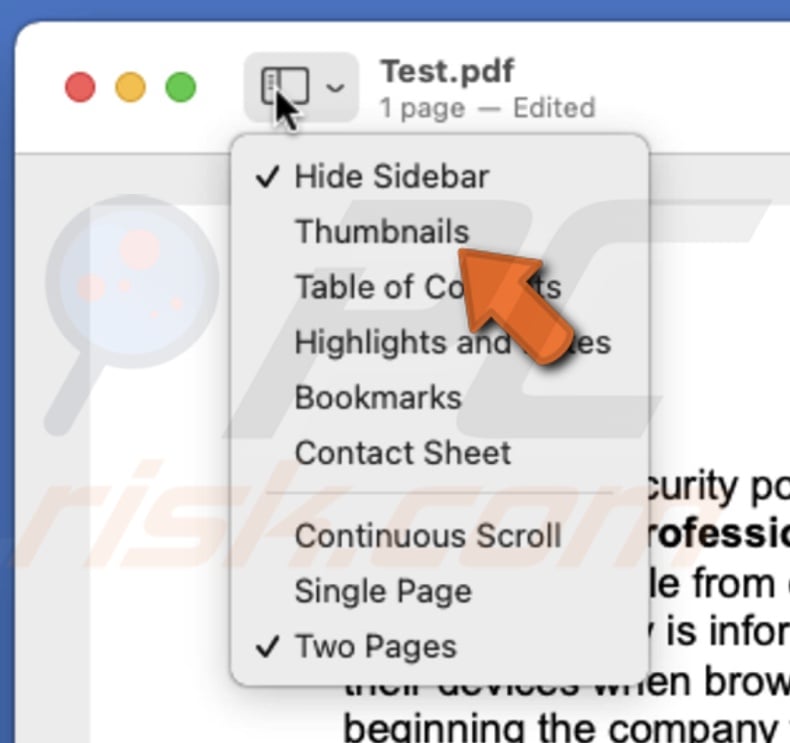 Open Thumbnails sidebar in Preview