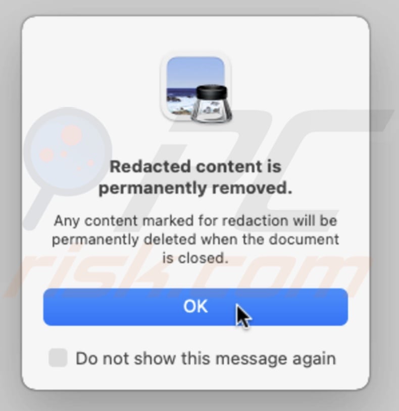 Redacted contect is removed from PDF in Preview