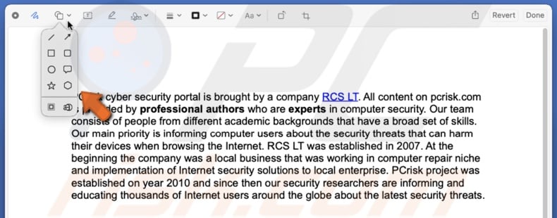 Select Shapes tool in QuickLook