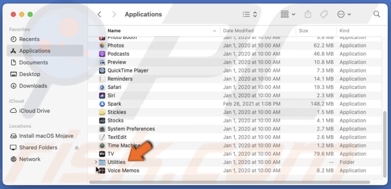 Expand Utilities folder