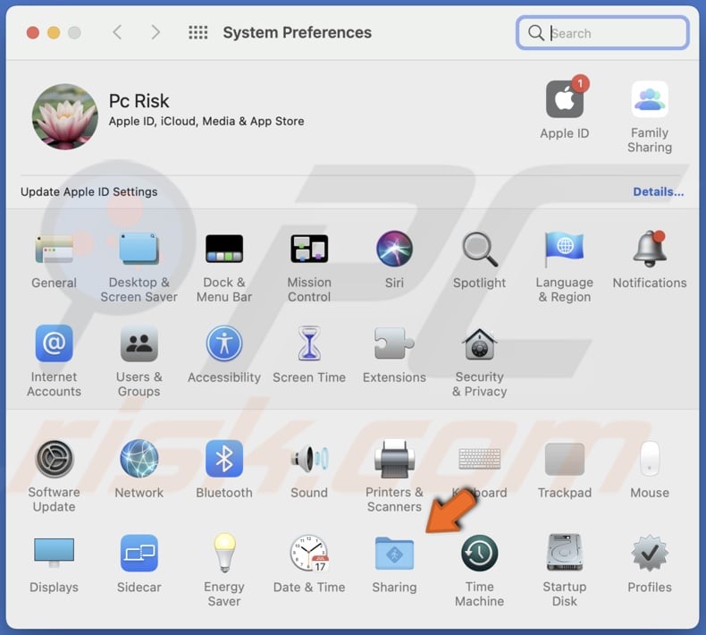 Go to Sharing settings