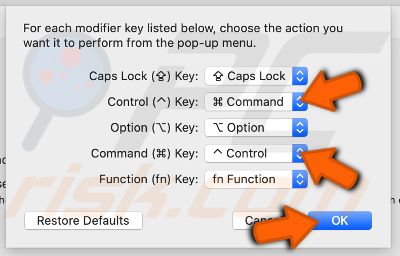 Switch modifier keys places as you prefer