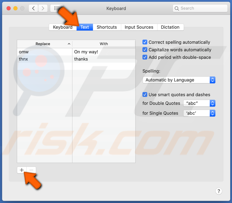 Create text shortcuts