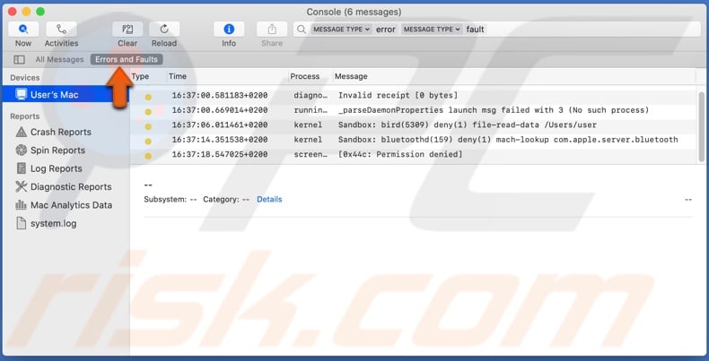 Inspect disk via Console