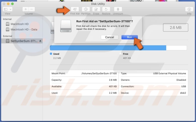 Run First Aid on disk