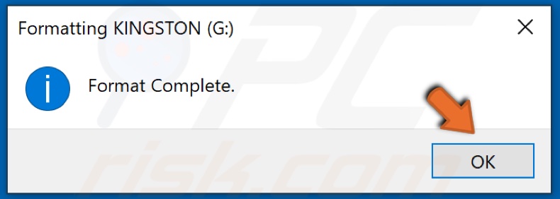 Click OK when the formatting is complete
