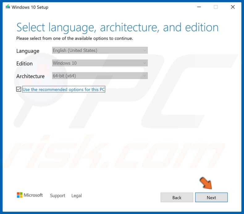 Select additional options and click Next
