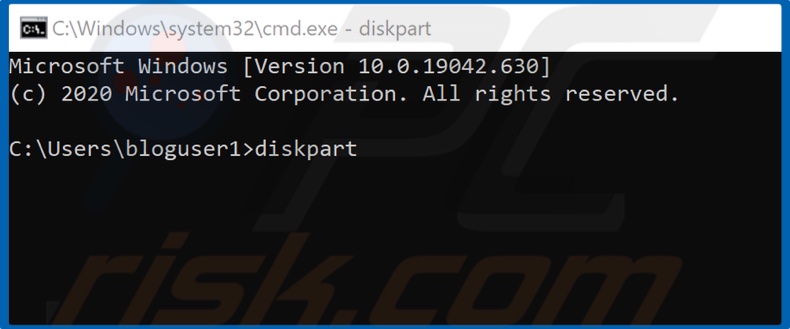 Typein the diskpart command and hit Enter