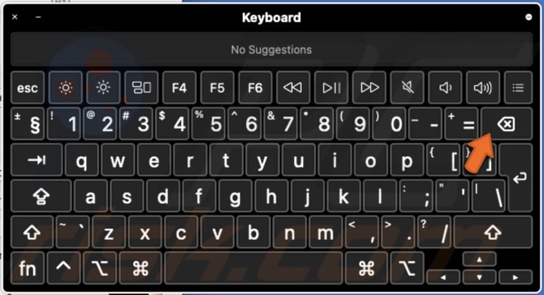 Delete text using virtual keyboard