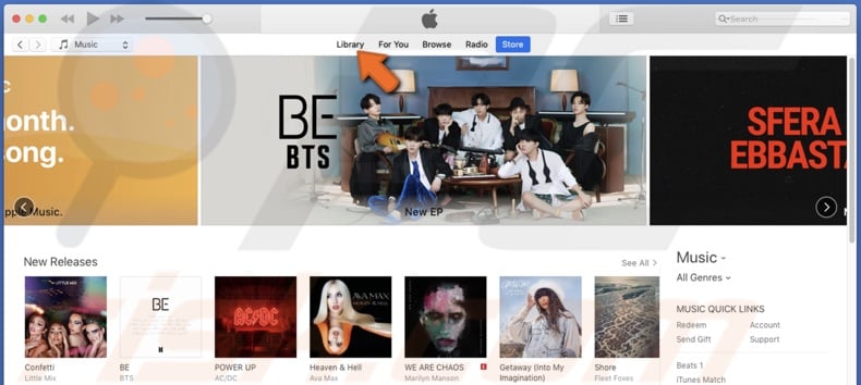 Go to iTunes Library