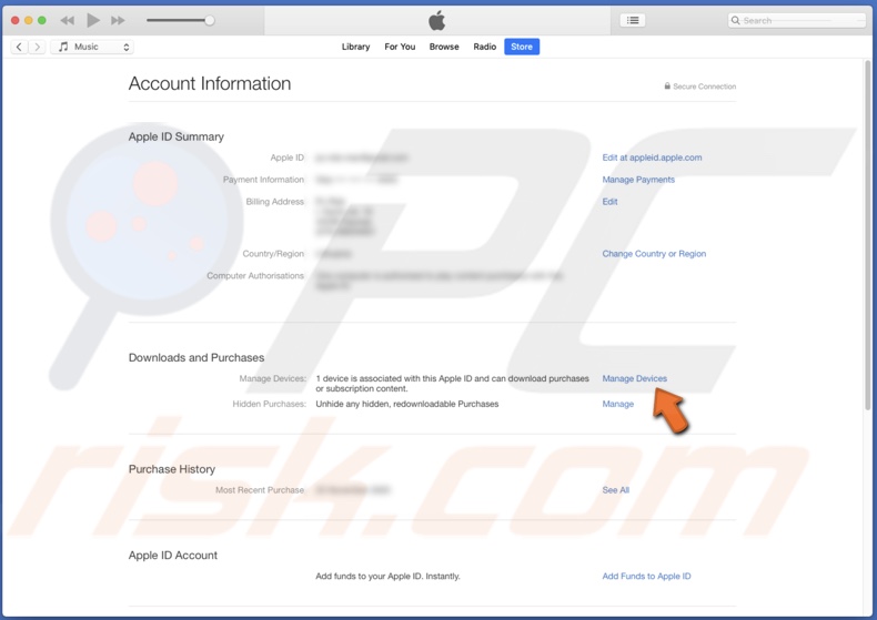 Manage associated devices