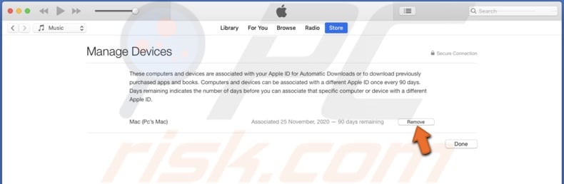 Remove associated device