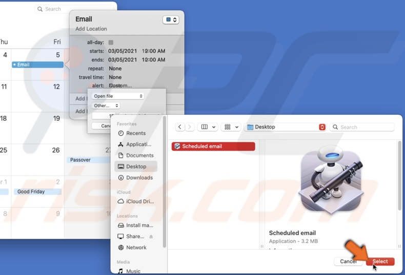 Select the Automator file