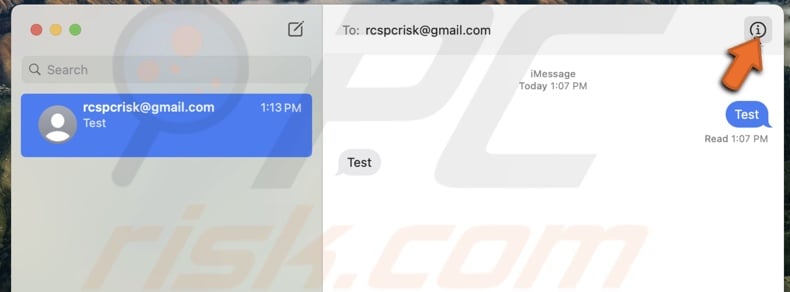 Click on the information icon