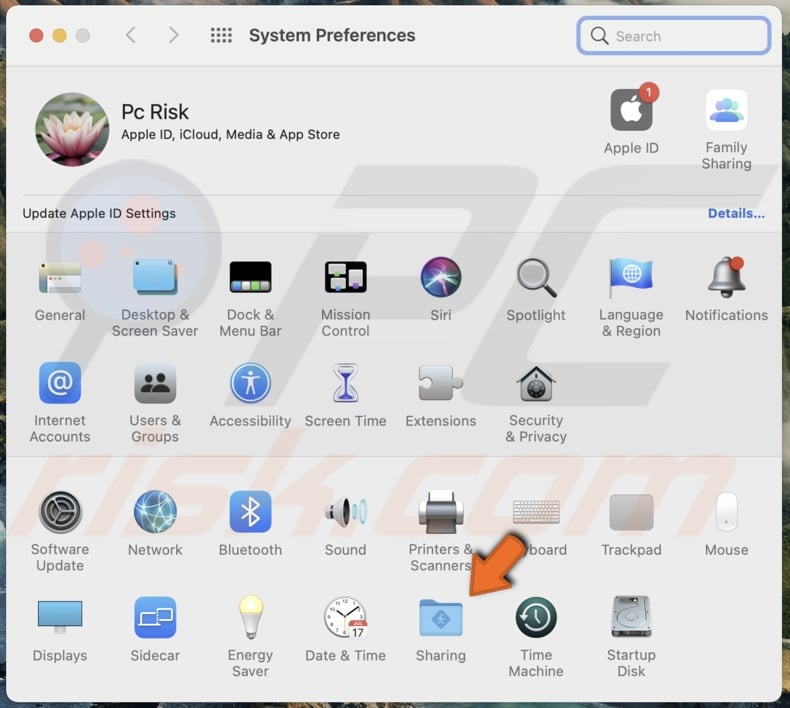 Go to Sharing settings